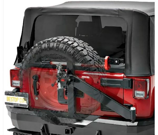 Picture of Jeep JK Bumper w/Tire Carrier/2-Inch Receiver Hitch HighRock 4X4 07-18 Matte Black PC Bestop
