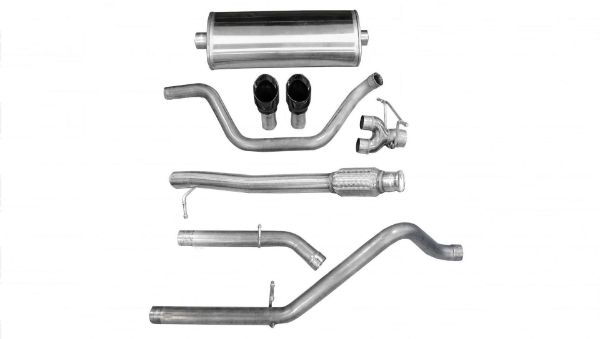 Picture of 3.0 Inch Cat-Back Sport Dual Rear Exit Exhaust 4.0 Inch Black Tips 10-13 Silverado/Sierra 1500 Crew Cab/Short Bed/Extended Cab/Standard Bed 4.8L/5.3L/6.0L V8 143.5 Inch WB Stainless Steel Corsa Performance