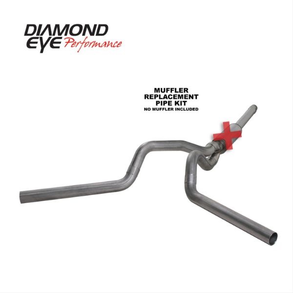 Picture of Cat Back Exhaust 94-97.5 F250/F350 4 inch Single In/ Dual Out Split Rear/Side No Muffler Stainless Diamond Eye