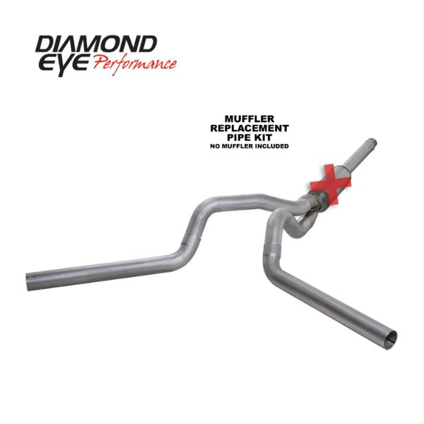 Picture of Cat Back Exhaust 94-97.5 Ford F250/F350 Superduty 7.3L 4 Inch No Muffler Single in/Dual out Aluminum Diamond Eye