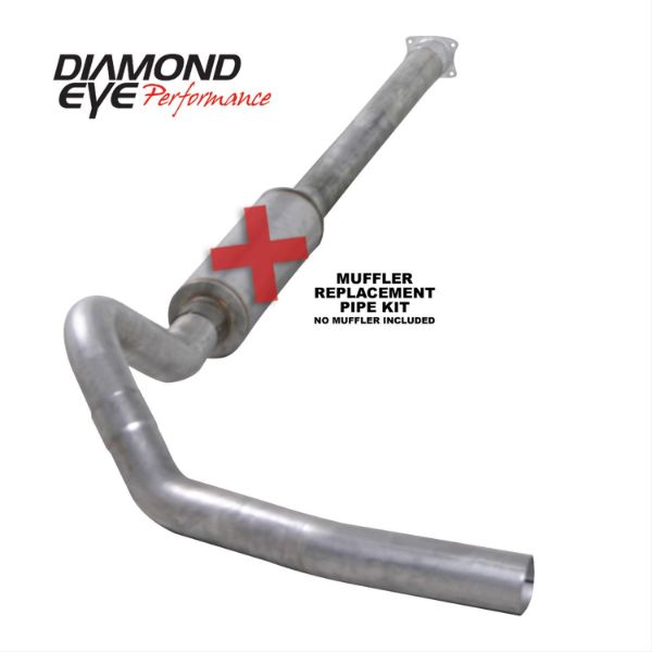Picture of Cat Back Exhaust For 01-05 Silverado/Sierra 2500/3500 6.6L 4 inch Single Pass No Muffler Stainless Diamond Eye