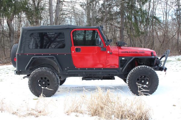 Picture of Jeep TJ Tube Fender Set Of 4 Front and Rear 97-06 Wrangler TJ Steel Black Textured Powdercoat Fishbone Offroad