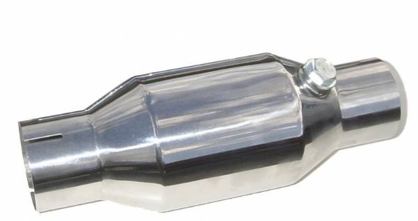 Picture of 86-14 High Flow Mini Catalytic Converter 3 in Metallic Substrate Polished 304 Stainless Steel Pypes Exhaust