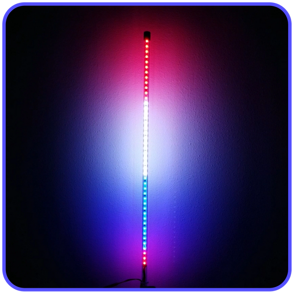 Picture of LED Light Whip 6 Foot Red White And Blue Patriot Series Pyramid LED Whips