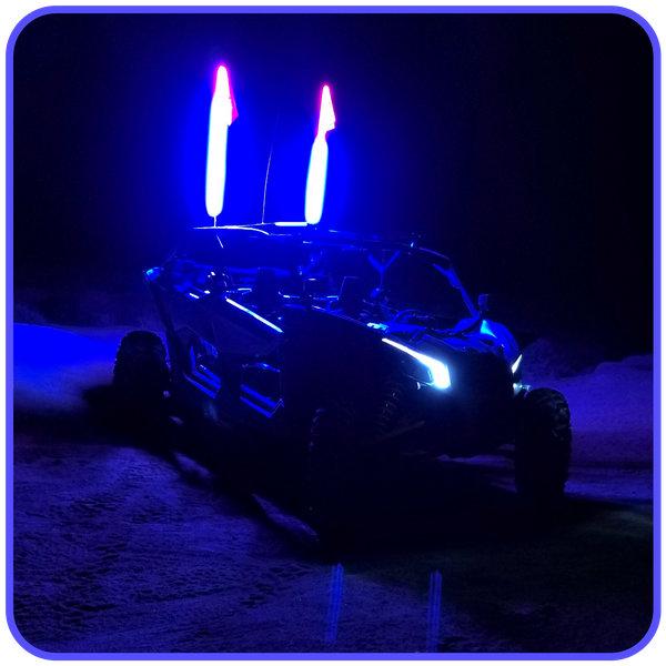 Picture of LED Light Whip 2 Foot Blue W/Included Quick Disconnect Pyramid LED Whips