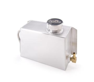 Horizontal Coolant Recovery Tank & Cap 8 x 5 X 3 1/2 Inch w/Driver Inlet Fabricated Aluminum Natural Be Cool Radiator