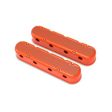 2-Piece Finned Valve Cover Gen III/iv LS Factory Orange Machined Chevrolet Gen III/iv LS Cast Aluminum Coil-Mounting Base & Integrated Coil Cover Holley