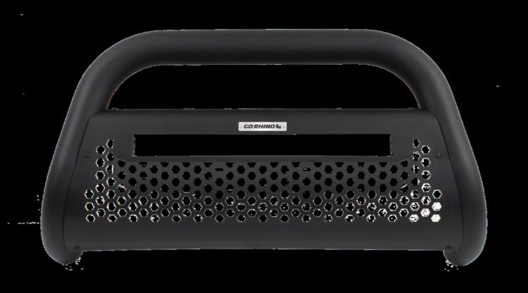 RC2 LR Bull Bar with Mounting Brackets &amp; 20 Inch Light Bar Opening Textured Black 2007-2018 Silverado/Sierra 2500 HD/3500 HD Go Rhino