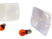 Clear Parking Lamp Set (2) w/ 2 Amber Bulbs for 87-93 Jeep YJ Wrangler RT Off Road